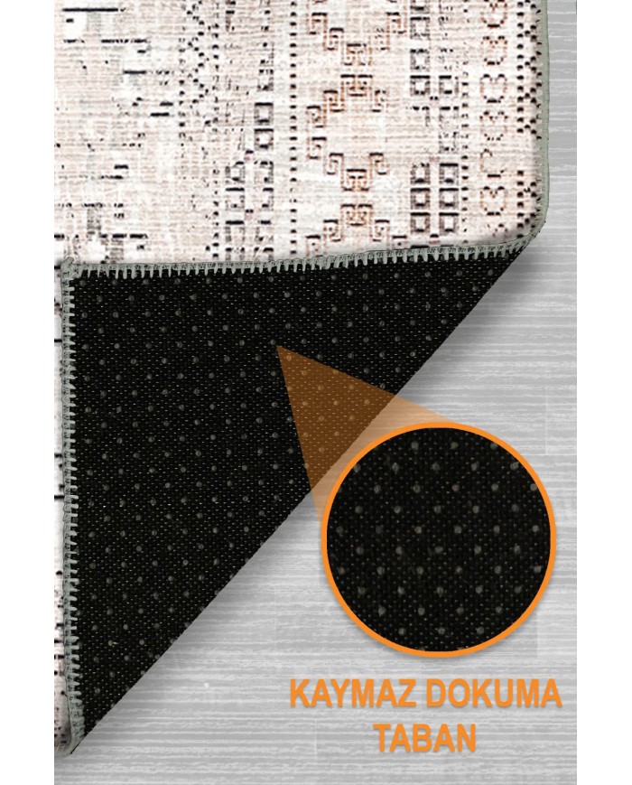 Narese Şönil Vintage Desenli Pamuk Taban Kaymaz Yıkanabilen Antibakteriyel Salon Halısı