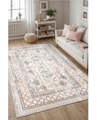 Narese Şönil Vintage Desenli Pamuk Taban Kaymaz Yıkanabilen Antibakteriyel Salon Halısı