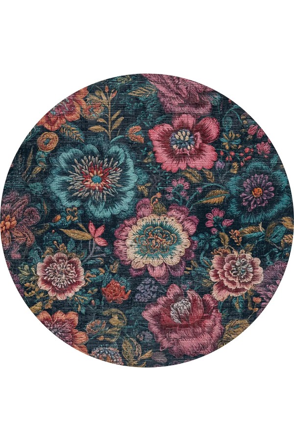 Haela Modern Şönil Doğal Pamuk Tabanlı  Kaymaz Antibakteriyel Yıkanabilir Yuvarlak Salon Halısı Haela Modern Şönil Doğal Pamuk Tabanlı  Kaymaz Antibakteriyel Yıkanabilir Yuvarlak Salon Halısı