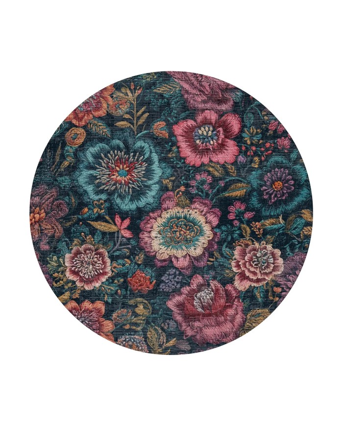 Haela Modern Şönil Doğal Pamuk Tabanlı  Kaymaz Antibakteriyel Yıkanabilir Yuvarlak Salon Halısı