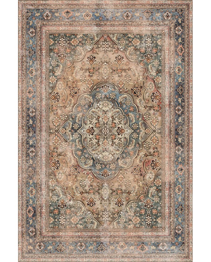 Enolas Şönil Vintage Desenli Pamuk Taban Kaymaz Yıkanabilen Antibakteriyel Salon Halısı