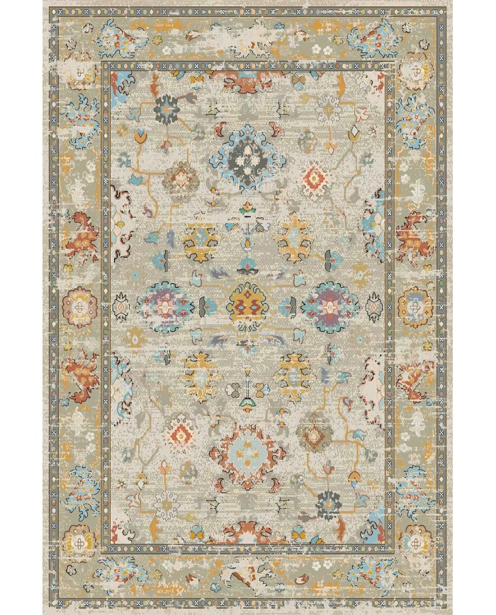 Ayasa Şönil Vintage Desenli Pamuk Taban Kaymaz Yıkanabilen Antibakteriyel Salon Halısı