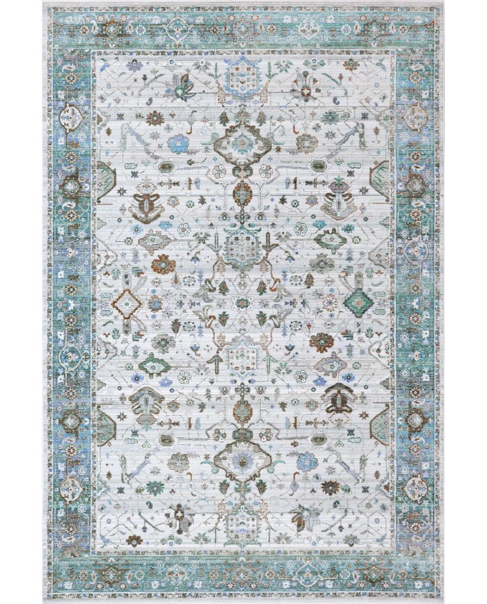 Tanes Şönil Vintage Desenli Pamuk Taban Kaymaz Yıkanabilen Antibakteriyel Salon Halısı