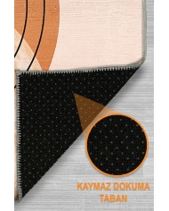 Adeva Modern Şönil Doğal Pamuk Tabanlı Kaymaz Antibakteriyel Yıkanabilir Yuvarlak Salon Halısı