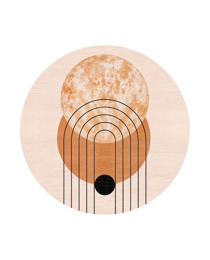 Adeva Modern Şönil Doğal Pamuk Tabanlı Kaymaz Antibakteriyel Yıkanabilir Yuvarlak Salon Halısı