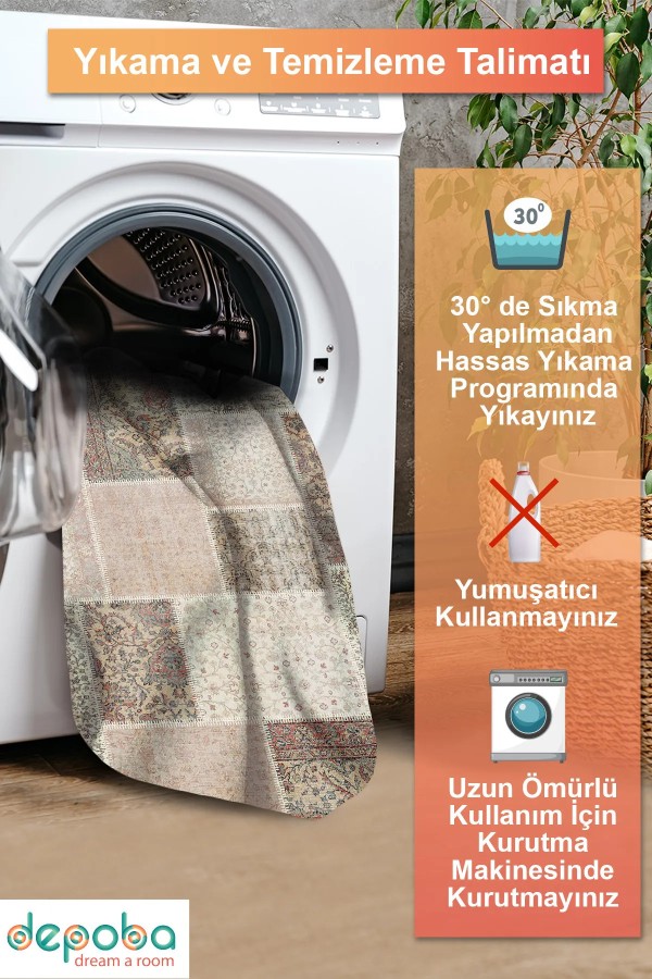 Alfara Şönil Patchwork Desenli Pamuk Taban Kaymaz Yıkanabilen Antibakteriyel Salon Halısı Alfara Şönil Patchwork Desenli Pamuk Taban Kaymaz Yıkanabilen Antibakteriyel Salon Halısı