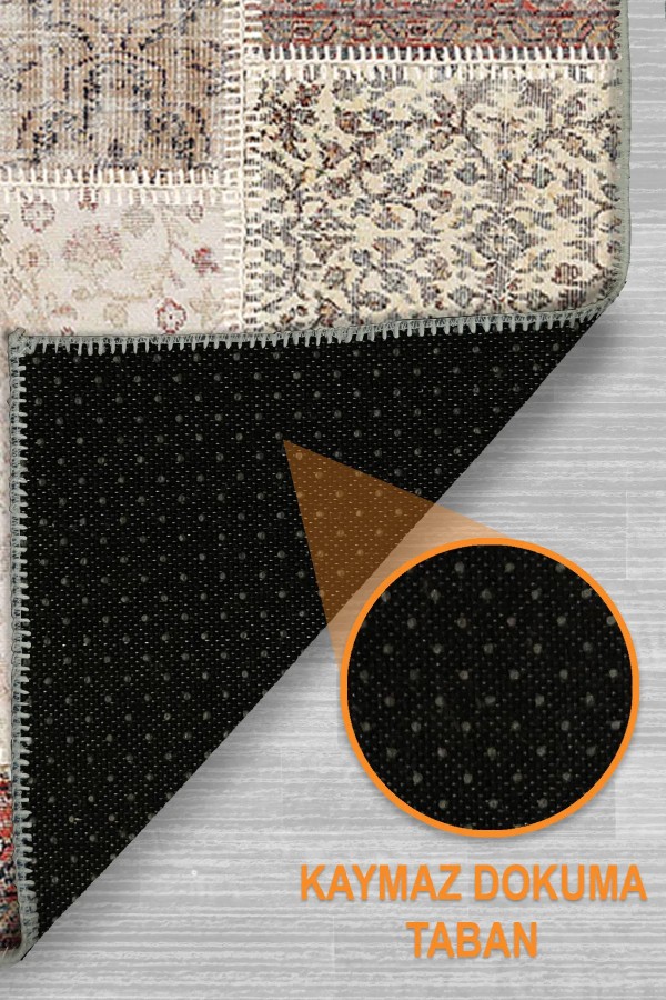 Alfara Şönil Patchwork Desenli Pamuk Taban Kaymaz Yıkanabilen Antibakteriyel Salon Halısı Alfara Şönil Patchwork Desenli Pamuk Taban Kaymaz Yıkanabilen Antibakteriyel Salon Halısı