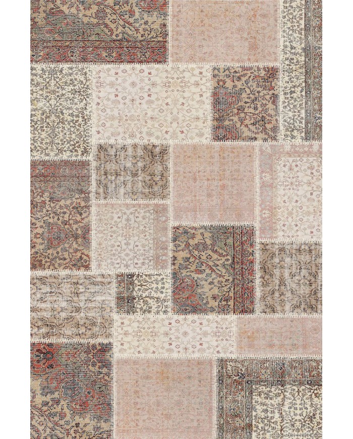 Alfara Şönil Patchwork Desenli Pamuk Taban Kaymaz Yıkanabilen Antibakteriyel Salon Halısı