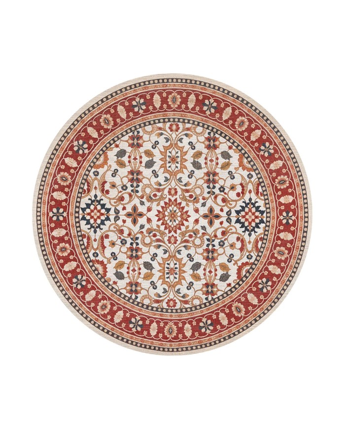 Yonza Vintage Şönil Doğal Pamuk Tabanlı Kaymaz Antibakteriyel Yıkanabilir Yuvarlak Salon Halısı