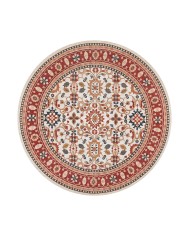 Yonza Vintage Şönil Doğal Pamuk Tabanlı Kaymaz Antibakteriyel Yıkanabilir Yuvarlak Salon Halısı