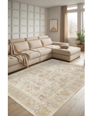 Nalera Şönil Vintage Desenli Pamuk Taban Kaymaz Yıkanabilen Antibakteriyel Salon Halısı