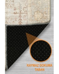 Nalera Şönil Vintage Desenli Pamuk Taban Kaymaz Yıkanabilen Antibakteriyel Salon Halısı