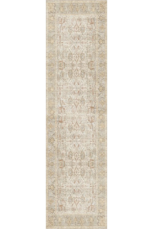 Nalera Şönil Vintage Desenli Pamuk Taban Kaymaz Yıkanabilen Antibakteriyel Yolluk