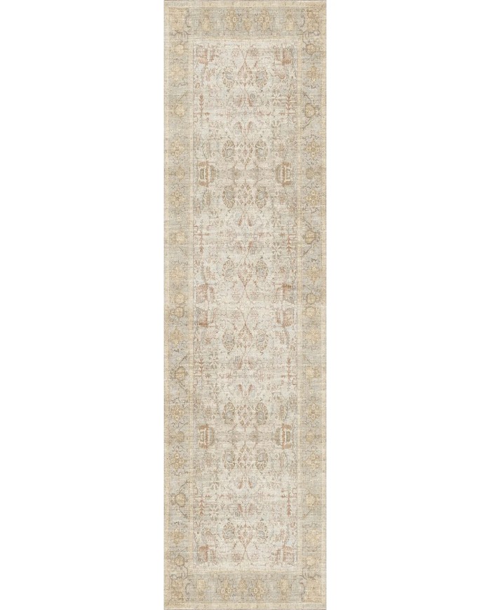 Nalera Şönil Vintage Desenli Pamuk Taban Kaymaz Yıkanabilen Antibakteriyel Yolluk