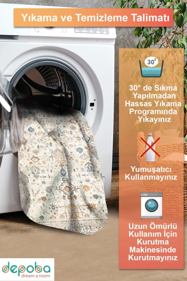 Panare Şönil Vintage Desenli Pamuk Taban Kaymaz Yıkanabilen Antibakteriyel Salon Halısı Panare Şönil Vintage Desenli Pamuk Taban Kaymaz Yıkanabilen Antibakteriyel Salon Halısı