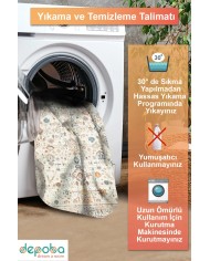 Panare Şönil Vintage Desenli Pamuk Taban Kaymaz Yıkanabilen Antibakteriyel Salon Halısı