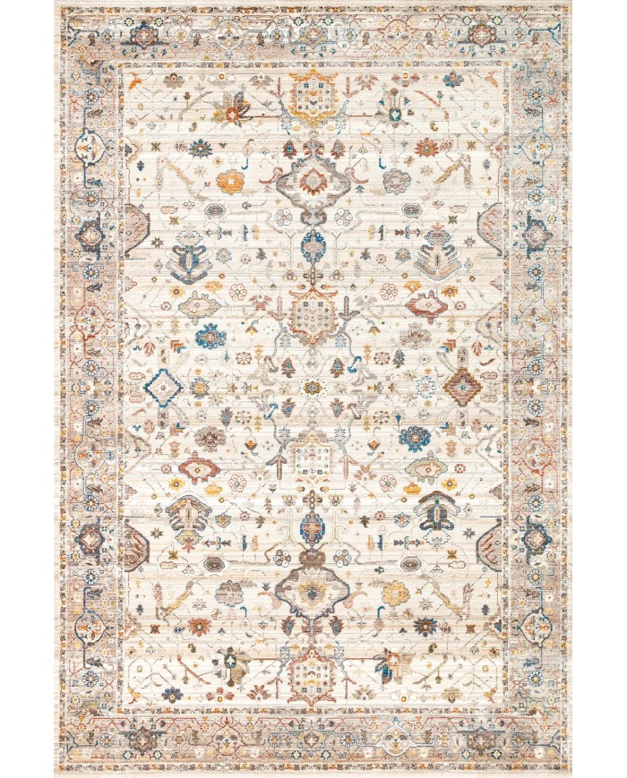 Panare Şönil Vintage Desenli Pamuk Taban Kaymaz Yıkanabilen Antibakteriyel Salon Halısı