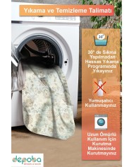 Delas Şönil Vintage Desenli Pamuk Taban Kaymaz Yıkanabilen Antibakteriyel Yolluk