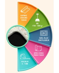 Delas Şönil Vintage Desenli Pamuk Taban Kaymaz Yıkanabilen Antibakteriyel Yolluk