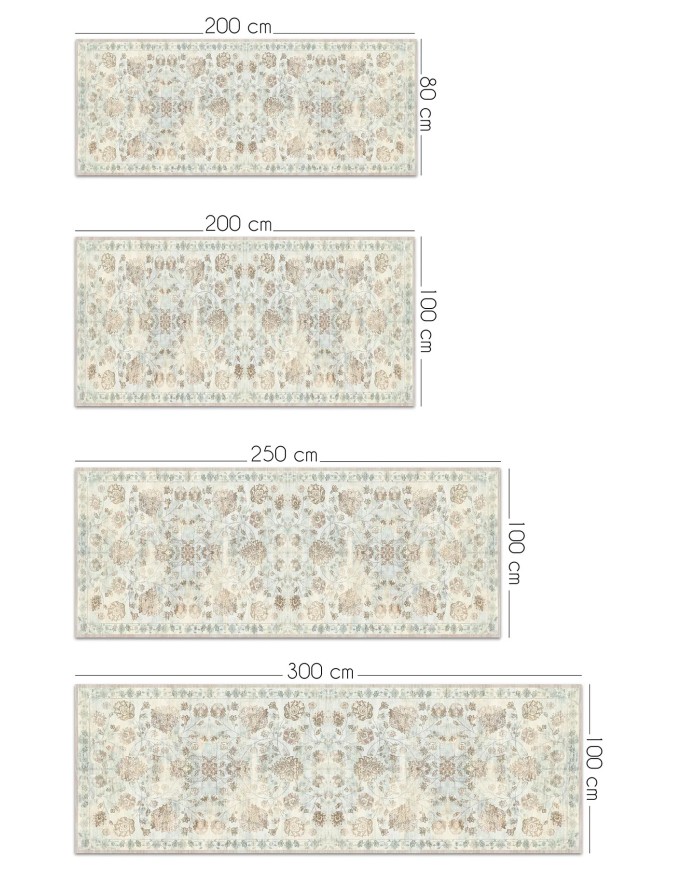 Delas Şönil Vintage Desenli Pamuk Taban Kaymaz Yıkanabilen Antibakteriyel Yolluk