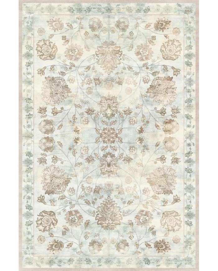 Delas Şönil Vintage Desenli Pamuk Taban Kaymaz Yıkanabilen Antibakteriyel Salon Halısı