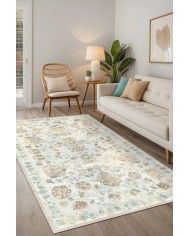 Delas Şönil Vintage Desenli Pamuk Taban Kaymaz Yıkanabilen Antibakteriyel Salon Halısı