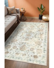 Delas Şönil Vintage Desenli Pamuk Taban Kaymaz Yıkanabilen Antibakteriyel Salon Halısı