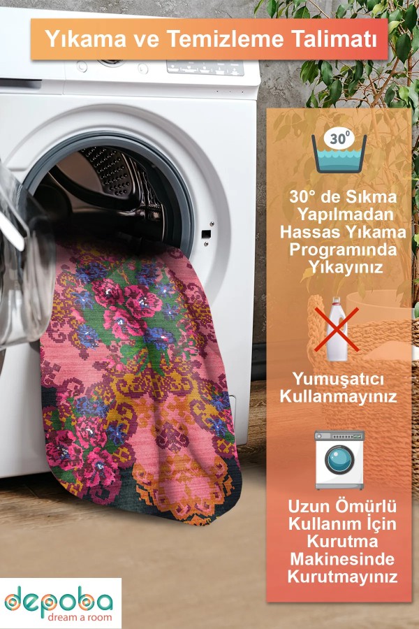 Alona Şönil Vintage Desenli Pamuk Taban Kaymaz Yıkanabilen Antibakteriyel Salon Halısıı Alona Şönil Vintage Desenli Pamuk Taban Kaymaz Yıkanabilen Antibakteriyel Salon Halısıı