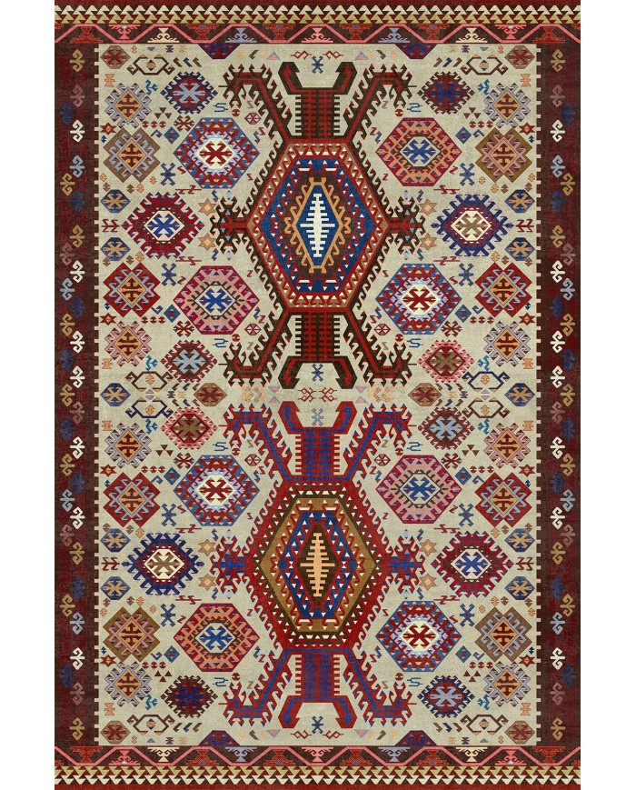 Emara Modern Şönil Doğal Pamuk Tabanlı Kaymaz Antibakteriyel Yıkanabilir Kilim Salon Halısı