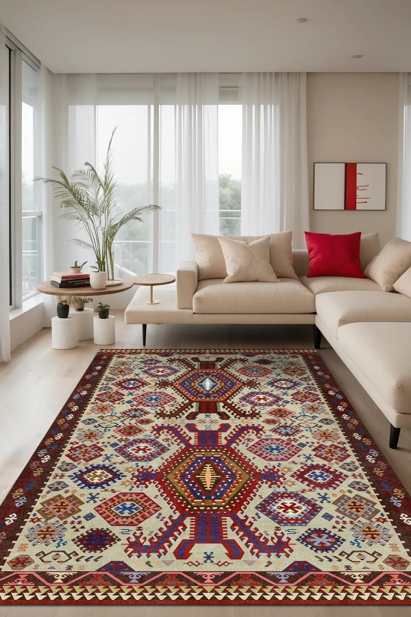 Emara Modern Şönil Doğal Pamuk Tabanlı Kaymaz Antibakteriyel Yıkanabilir Kilim Salon Halısı Emara Modern Şönil Doğal Pamuk Tabanlı Kaymaz Antibakteriyel Yıkanabilir Kilim Salon Halısı