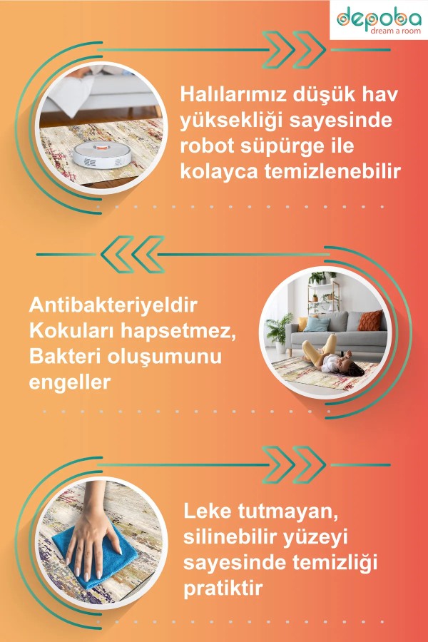 Evada Şönil Vintage Desenli Pamuk Taban Kaymaz Yıkanabilen Antibakteriyel Salon Halısı Evada Şönil Vintage Desenli Pamuk Taban Kaymaz Yıkanabilen Antibakteriyel Salon Halısı