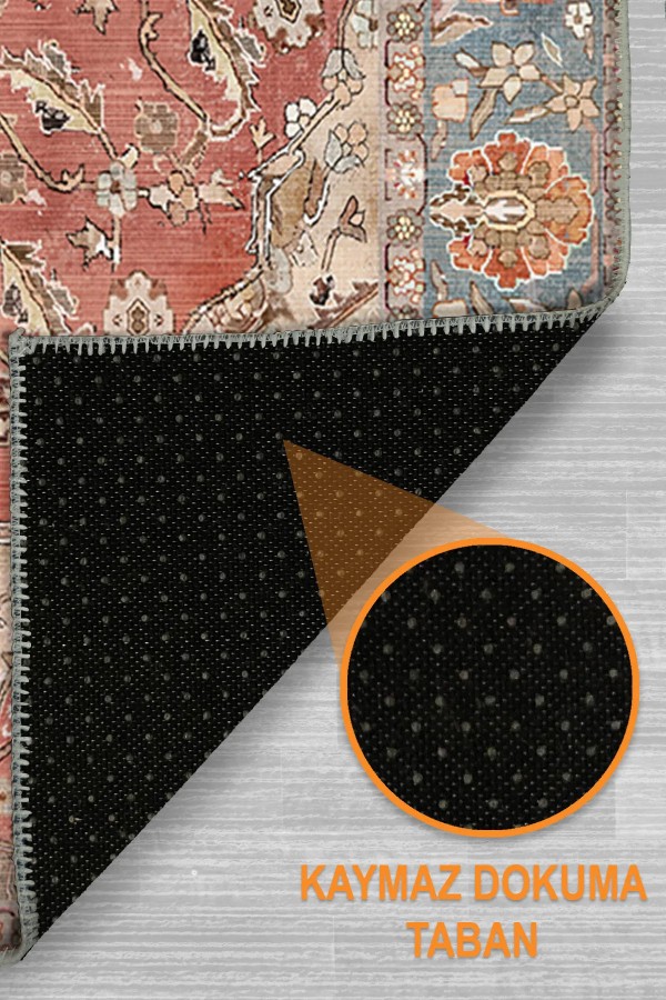 Evada Şönil Vintage Desenli Pamuk Taban Kaymaz Yıkanabilen Antibakteriyel Salon Halısı Evada Şönil Vintage Desenli Pamuk Taban Kaymaz Yıkanabilen Antibakteriyel Salon Halısı