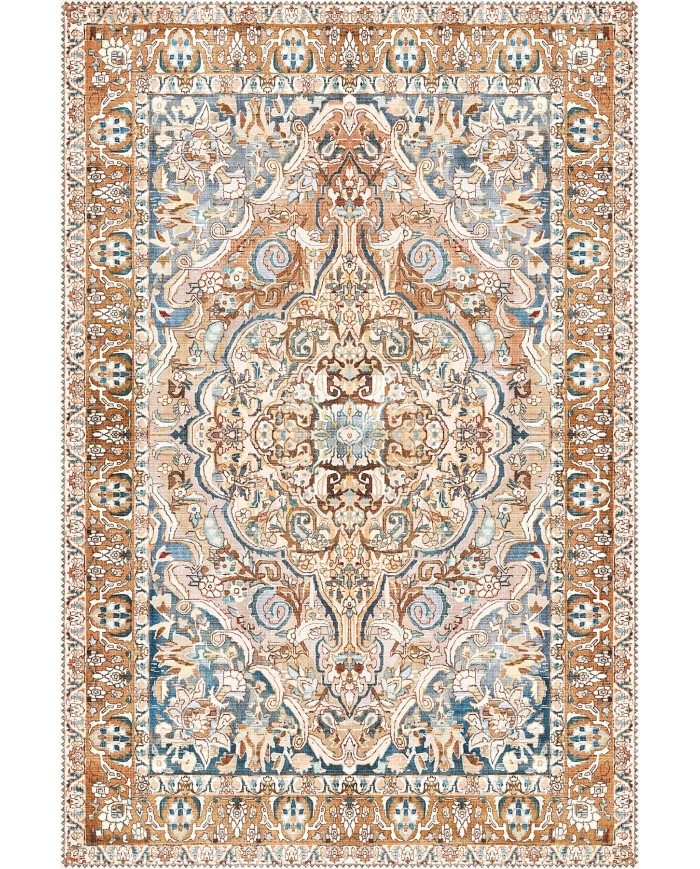 Maral Şönil Vintage Desenli Pamuk Taban Kaymaz Yıkanabilen Antibakteriyel Salon Halısı