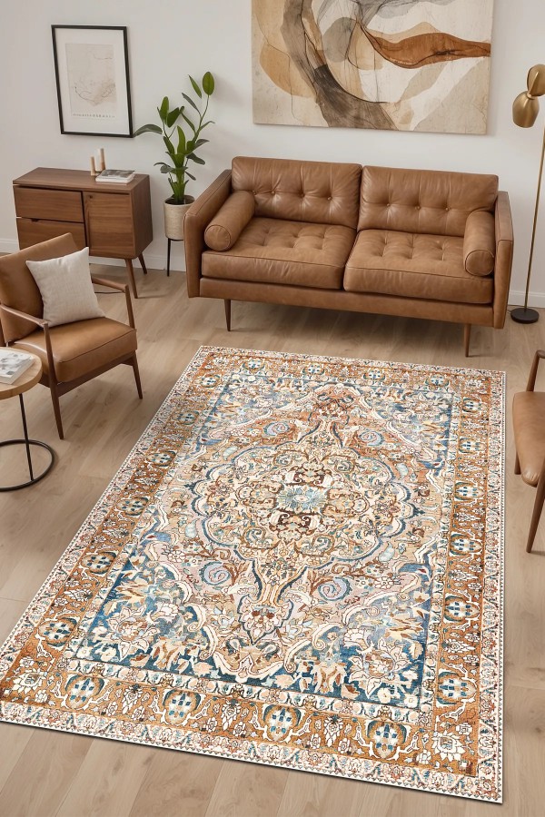 Maral Şönil Vintage Desenli Pamuk Taban Kaymaz Yıkanabilen Antibakteriyel Salon Halısı Maral Şönil Vintage Desenli Pamuk Taban Kaymaz Yıkanabilen Antibakteriyel Salon Halısı