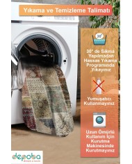 Flona Patchwork Şönil Doğal Pamuk Tabanlı Kaymaz Antibakteriyel Yıkanabilir Çevre Dostu Salon Halısı