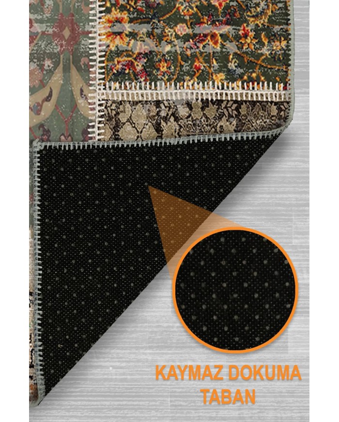 Flona Patchwork Şönil Doğal Pamuk Tabanlı Kaymaz Antibakteriyel Yıkanabilir Çevre Dostu Salon Halısı