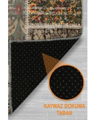 Flona Patchwork Şönil Doğal Pamuk Tabanlı Kaymaz Antibakteriyel Yıkanabilir Çevre Dostu Salon Halısı