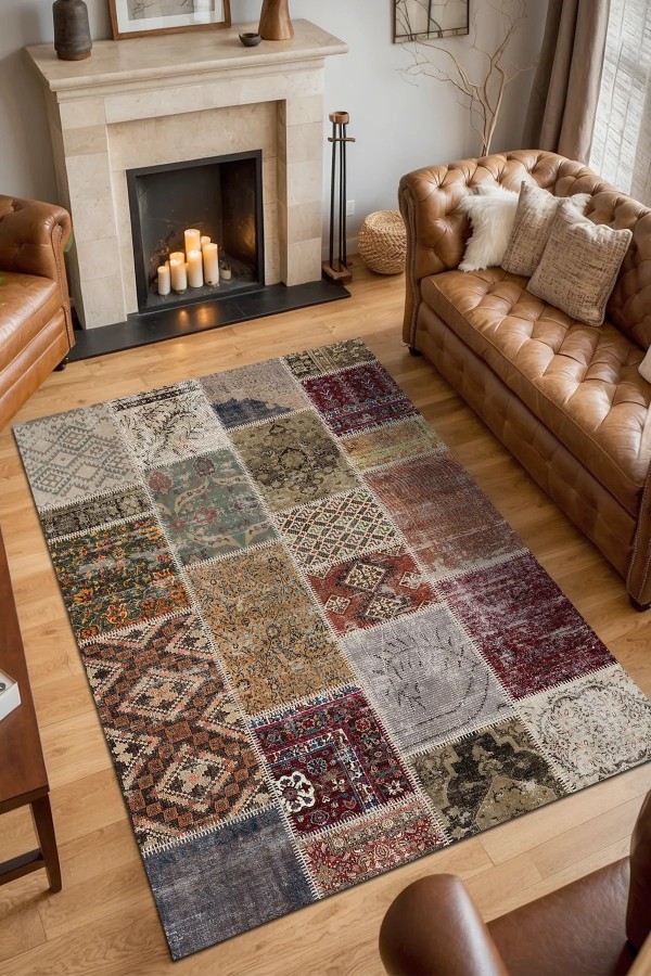 Flona Patchwork Şönil Doğal Pamuk Tabanlı Kaymaz Antibakteriyel Yıkanabilir Çevre Dostu Salon Halısı Flona Patchwork Şönil Doğal Pamuk Tabanlı Kaymaz Antibakteriyel Yıkanabilir Çevre Dostu Salon Halısı