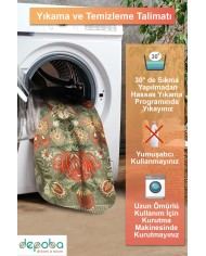 Serem Şönil Vintage Desenli Pamuk Taban Kaymaz Yıkanabilen Antibakteriyel Salon Halısı