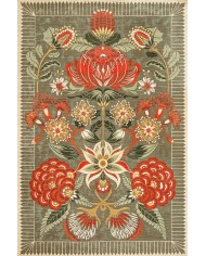 Serem Şönil Vintage Desenli Pamuk Taban Kaymaz Yıkanabilen Antibakteriyel Salon Halısı