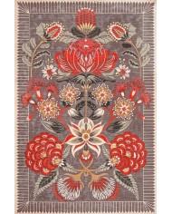 Rano Şönil Vintage Desenli Pamuk Taban Kaymaz Yıkanabilen Antibakteriyel Salon Halısı