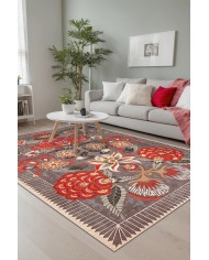 Rano Şönil Vintage Desenli Pamuk Taban Kaymaz Yıkanabilen Antibakteriyel Salon Halısı