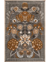 Moza Şönil Vintage Desenli Pamuk Taban Kaymaz Yıkanabilen Antibakteriyel Salon Halısı