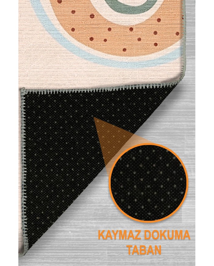 Nerlo Modern Şönil Yıkanabilir Antibakteriyel Kaymaz Pamuk Tabanlı Çocuk Halısı