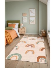 Nerlo Modern Şönil Yıkanabilir Antibakteriyel Kaymaz Pamuk Tabanlı Çocuk Halısı