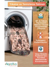 Onya Şönil Vintage Desenli Pamuk Taban Kaymaz Yıkanabilen Antibakteriyel Salon Halısı