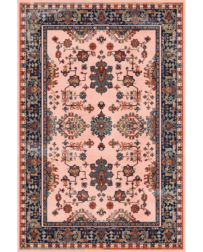 Onya Şönil Vintage Desenli Pamuk Taban Kaymaz Yıkanabilen Antibakteriyel Salon Halısı