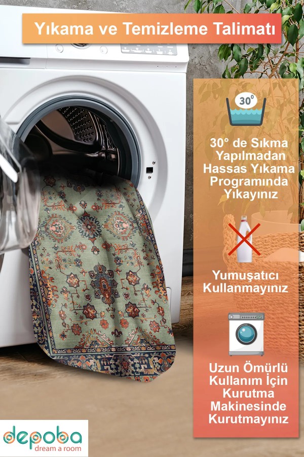 Manoly Şönil Vintage Desenli Pamuk Taban Kaymaz Yıkanabilen Antibakteriyel Salon Halısı Manoly Şönil Vintage Desenli Pamuk Taban Kaymaz Yıkanabilen Antibakteriyel Salon Halısı
