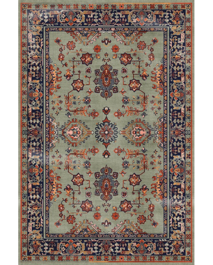 Manoly Şönil Vintage Desenli Pamuk Taban Kaymaz Yıkanabilen Antibakteriyel Salon Halısı