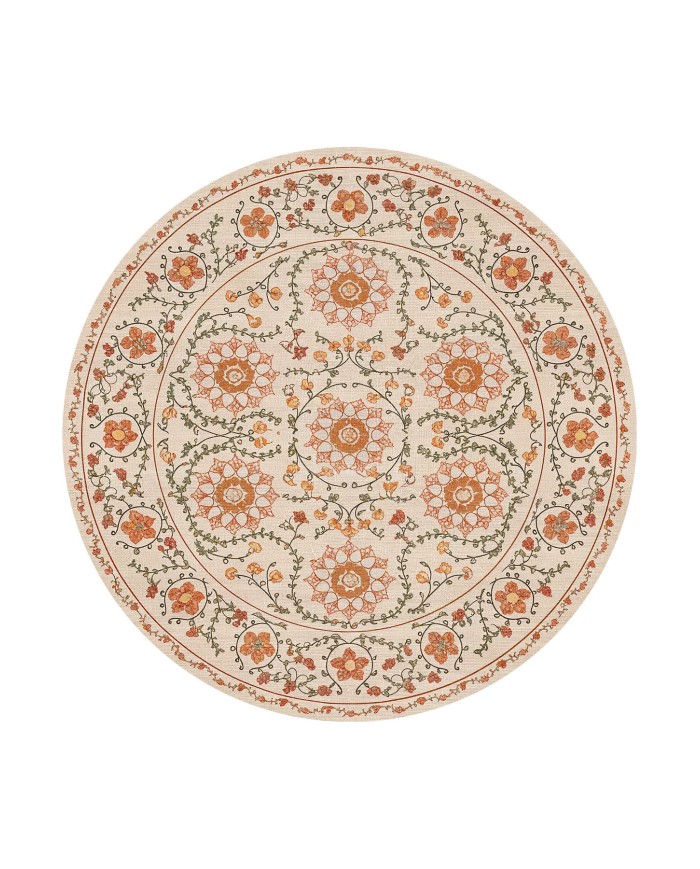 Orena Modern Şönil  Doğal Pamuk Tabanlı Yuvarlak Kaymaz Antibakteriyel Yıkanabilir Salon Halısı